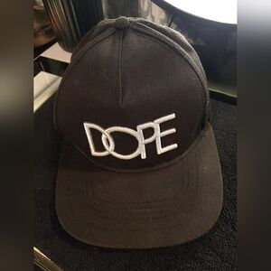 DOPE Black Snapback Hat with White Embroidered Logo